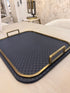 Navy Leather Weave Print Serving Tray