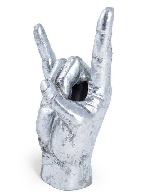 Large Antique Silver Rock On Hand