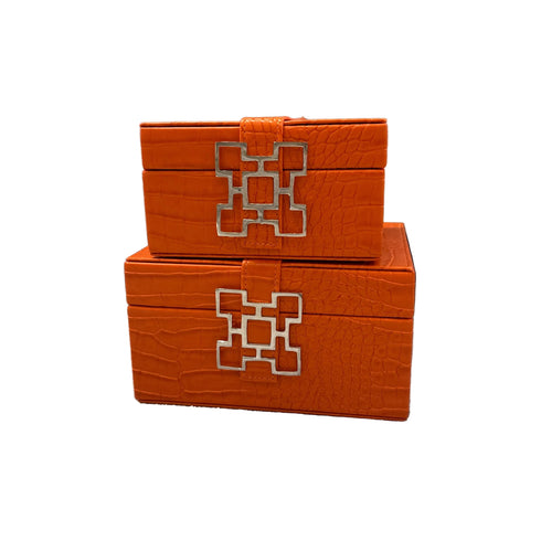 Orange Leather Box Set Geo Gold
