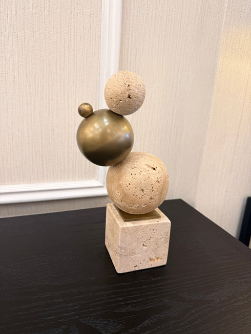 Travertine Brass Bubble Decoration