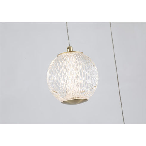 Alley 5 light Multi Drop Pendant - Satin Brass & Clear