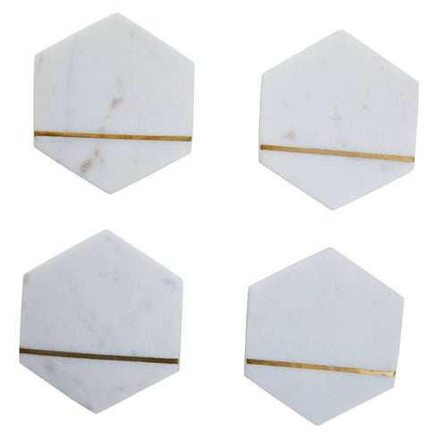 SENA Set of 4 White Marble Coasters