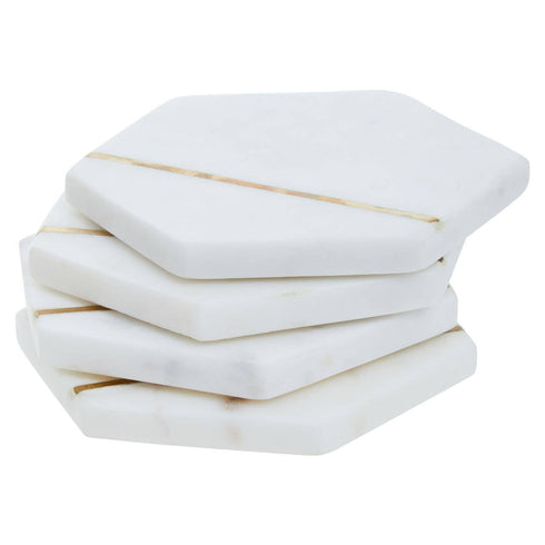 SENA Set of 4 White Marble Coasters