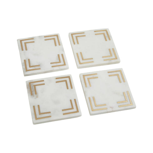 Orthello White Marble Square Coasters - Set of 4