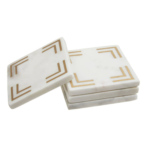 Orthello White Marble Square Coasters - Set of 4