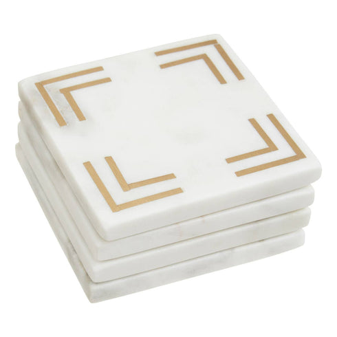 Orthello White Marble Square Coasters - Set of 4
