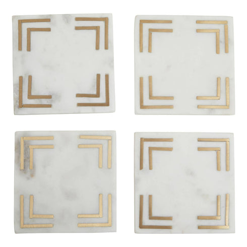 Orthello White Marble Square Coasters - Set of 4