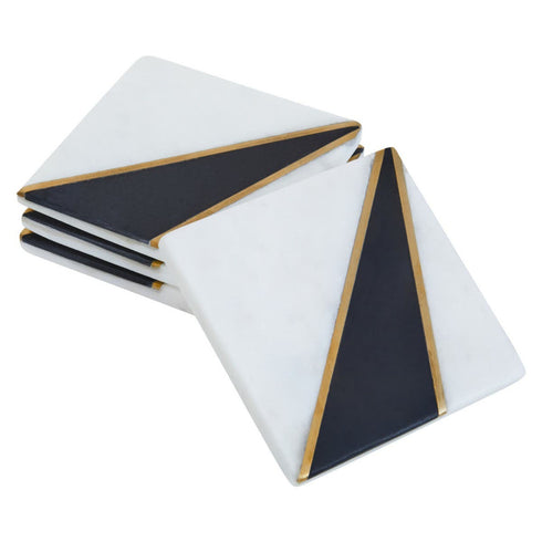 Omari Set of 4 White & Black Marble Coasters