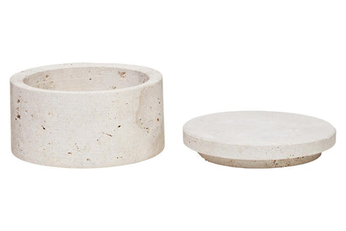 Tibor Travertine Round Trinket Box