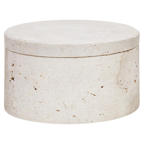 Tibor Travertine Round Trinket Box