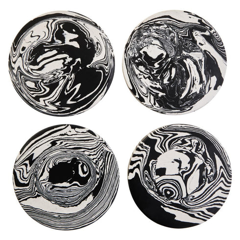 Helsa Set of 4 Black & White Marble Coasters