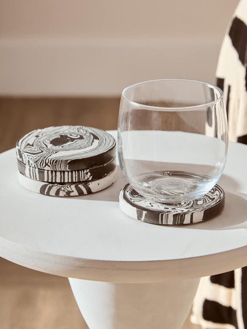 Helsa Set of 4 Black & White Marble Coasters