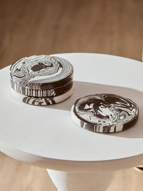 Helsa Set of 4 Black & White Marble Coasters
