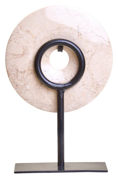 Zoro Cream & Black Marble Disc Sculpture