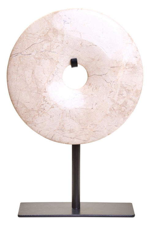 Zoro Cream & Black Marble Disc Sculpture