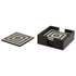 Donato Set of 4 Black & White Stripe Coasters with Holder