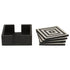 Donato Set of 4 Black & White Stripe Coasters with Holder