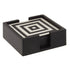 Donato Set of 4 Black & White Stripe Coasters with Holder