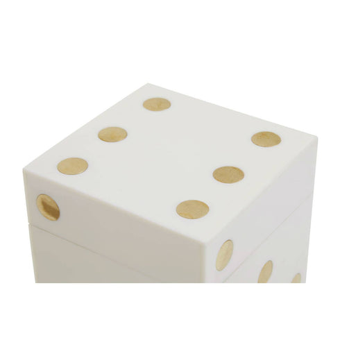 Clarissa White & Gold Dice Box