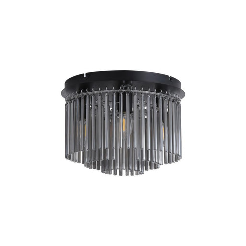 Swiss Flush Ceiling Light 5LT - Matt Black & Smoked