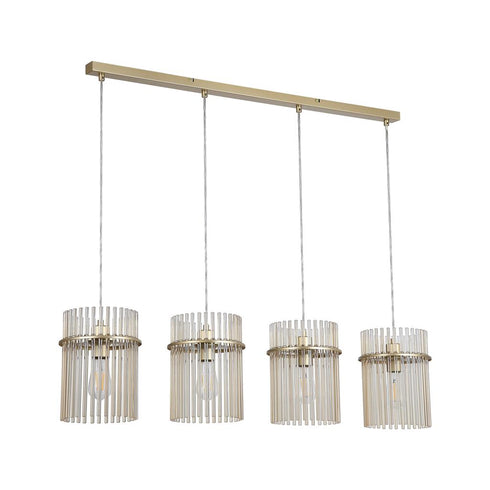 Swiss 4 Light Bar Pendant - Gold & Champagne
