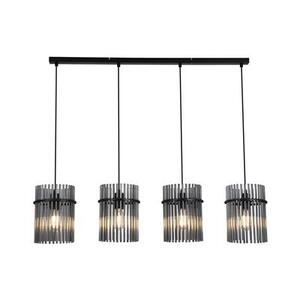 Swiss 4 Light Bar Pendant - Matt Black & Smoke