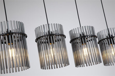 Swiss 4 Light Bar Pendant - Matt Black & Smoke