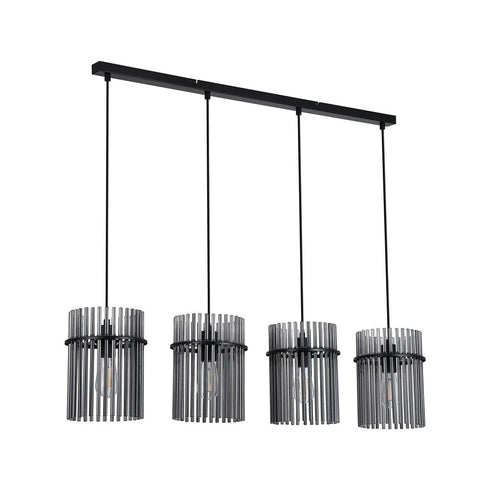 Swiss 4 Light Bar Pendant - Matt Black & Smoke