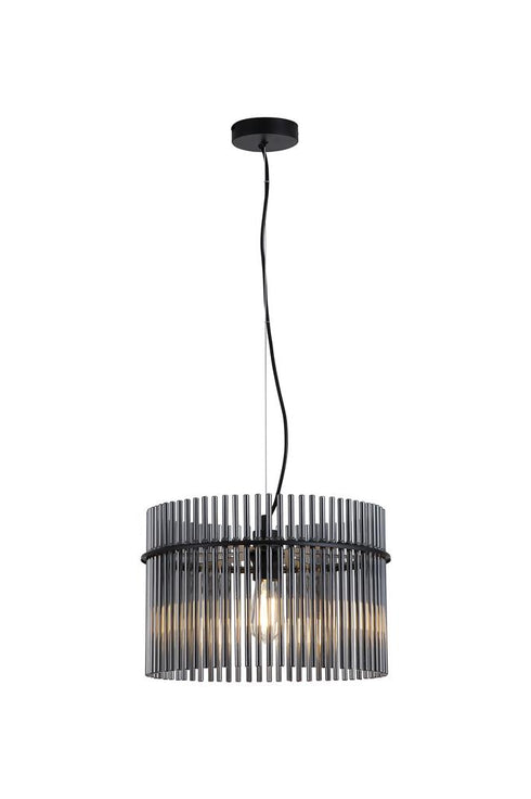 Swiss 1 Light Pendant - Matt Black & Smoked