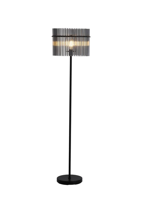 Swiss 1 Light Floor Lamp - Matt Black & Smoked