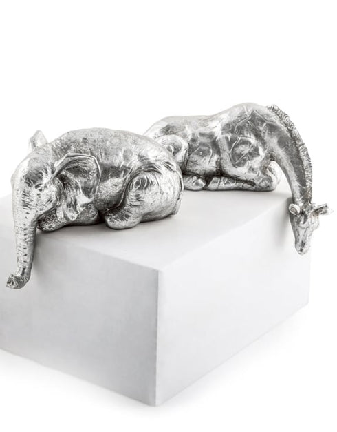 Set of 2 Silver Giraffe & Elephant Ornaments