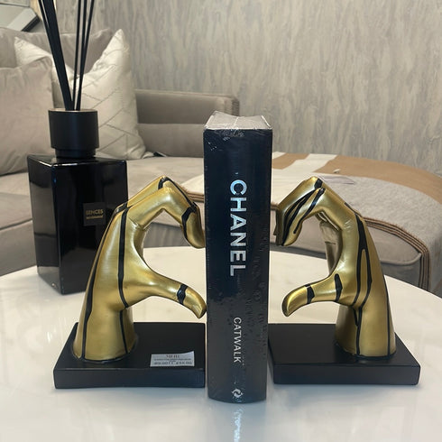 Golden Drip Heart Sign Book Ends
