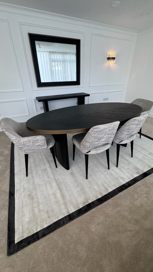 Denny Oval 6 Seater Dining Table - Oak Black