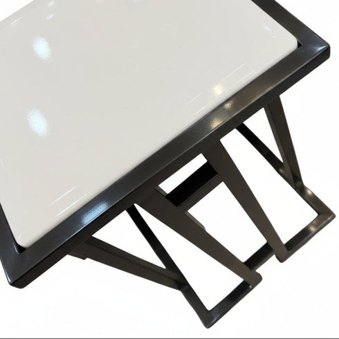 Mila Sofa Table - Gunmetal Black & White Marble
