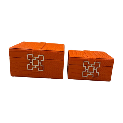 Orange Leather Box Set Geo Gold