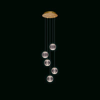 Diamante Round Pendant Gold 5 Light