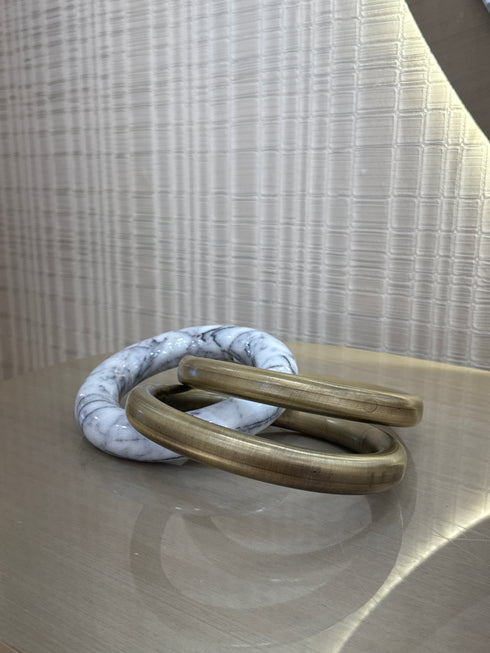 Brass & Marble Triple Ring