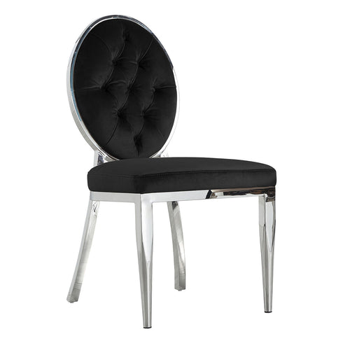 Clara Button Round Chair - Black