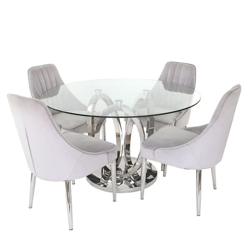Zara 4 Seater Chrome and Glass Dining Table