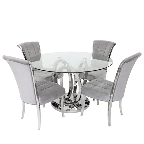 Zara 4 Seater Chrome and Glass Dining Table