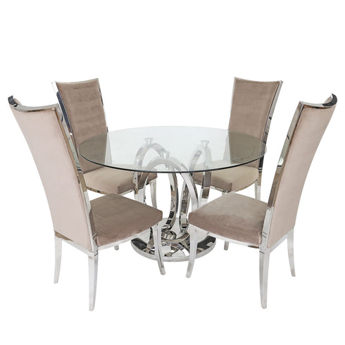 Zara 4 Seater Chrome and Glass Dining Table