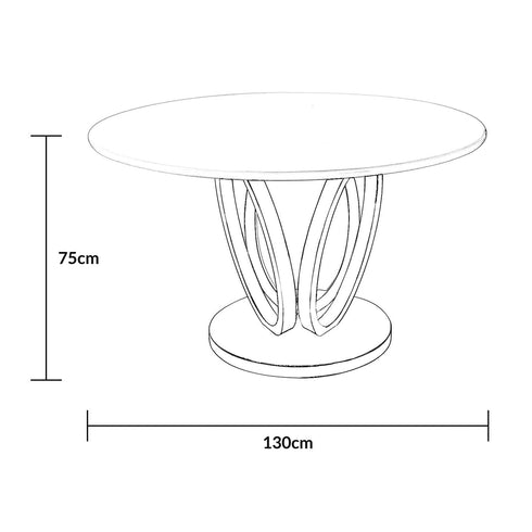 Zara 4 Seater Round Dining Table Silver - Grey Marble