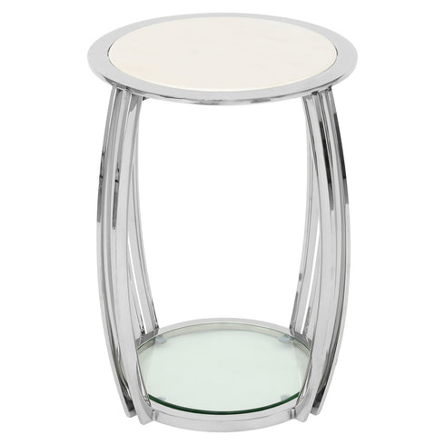 Scarlett Silver & White Marble Side Table