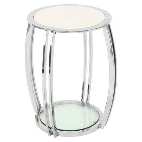 Scarlett Silver & White Marble Side Table