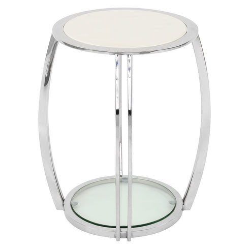Scarlett Silver & White Marble Side Table