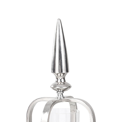 Sphere Stainless Steel Glass Candle Holder - Silver