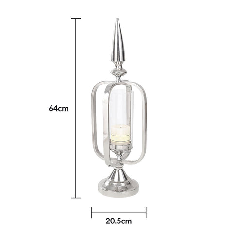 Sphere Stainless Steel Glass Candle Holder - Silver