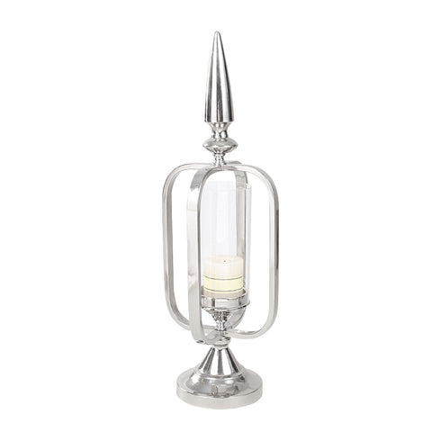 Sphere Stainless Steel Glass Candle Holder - Silver
