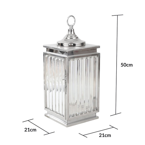 Silver Crystal Efect Glass Lantern