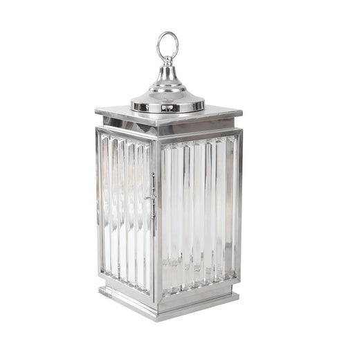 Silver Crystal Efect Glass Lantern